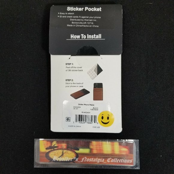 NEW Black Studded Flower Phone Sticker Pocket Wallet w/ Air Pod Case - Picture 4 of 6